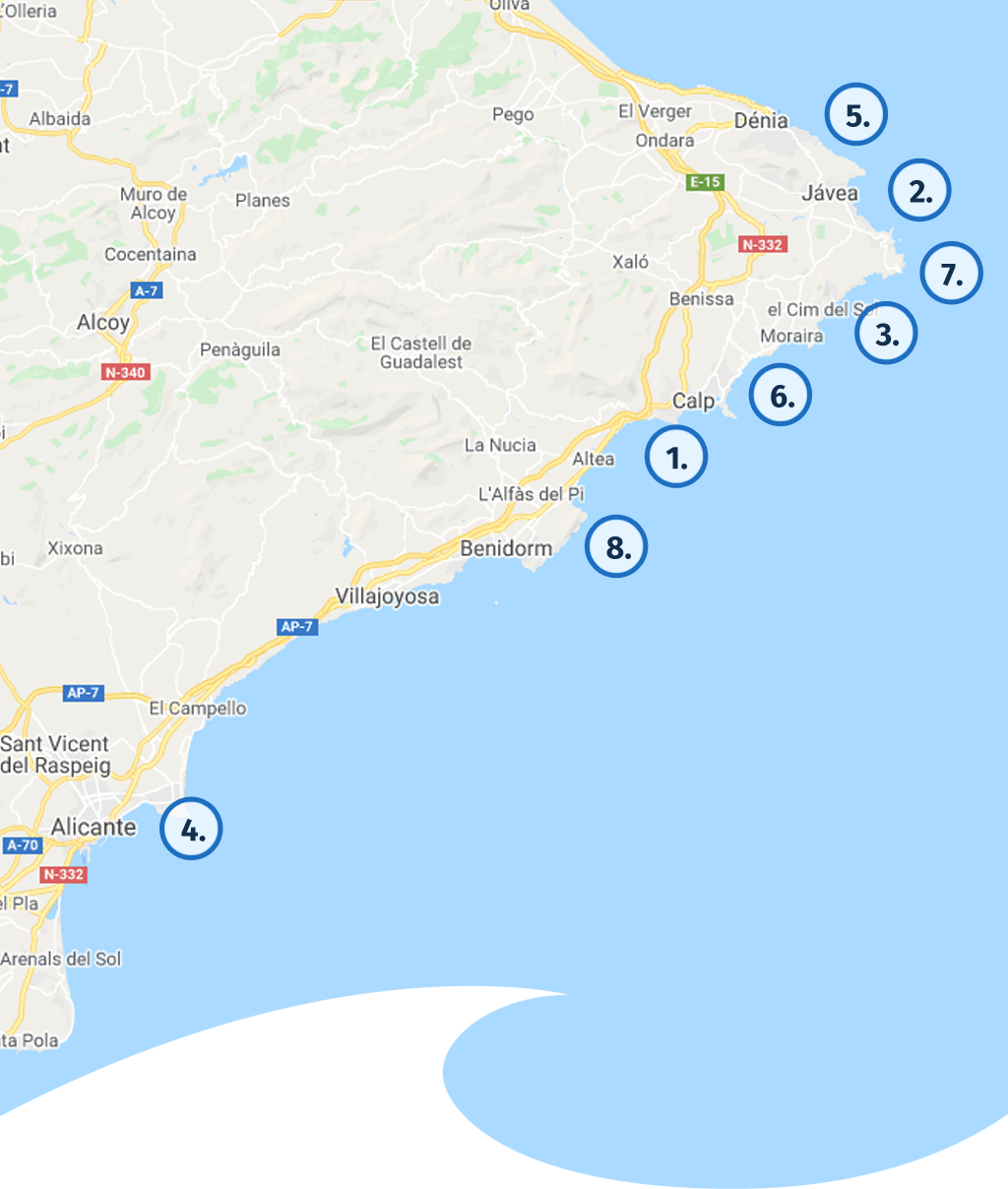 mapa najpiekniejszych miejsc w costa blanca