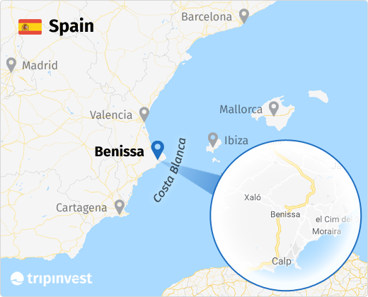 Benissa na mapie Hiszpanii