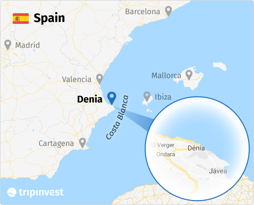 Denia na mapie Hiszpanii