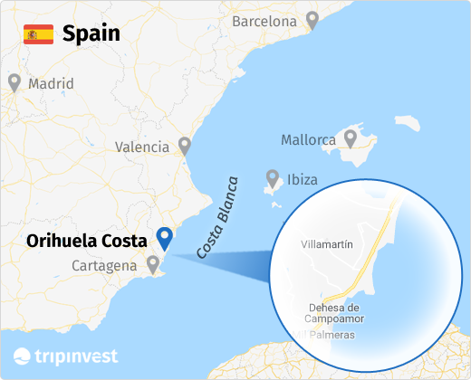 Orihuela Costa na mapie Hiszpanii
